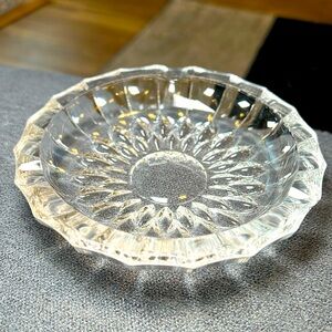 Vintage Val St Lambert crystal clear glass sunflower trinket dish catchall